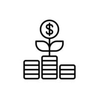 ícone de crescimento financeiro de linha fina em fundo branco - vetor