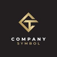 logotipo de monograma de letra inicial de luxo dourado ct vetor