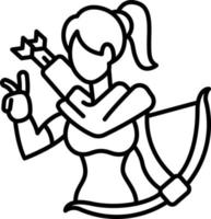 ilustração vetorial de caçador de mulher em ícones de símbolos.vector de qualidade background.premium para conceito e design gráfico. vetor