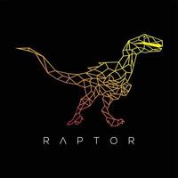 velociraptor geométrico. ilustração vetorial dinossauro raptor isolado no fundo preto. ícone do logotipo do dinossauro, elemento de design para logotipo, pôster, cartão, banner, emblema, camiseta. ilustração vetorial vetor