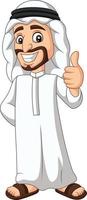 homem árabe saudita dos desenhos animados dando um polegar para cima vetor