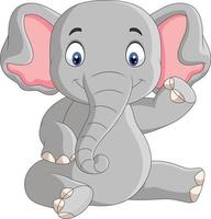 elefante bebê fofo dos desenhos animados sentado vetor