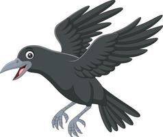 corvo dos desenhos animados voando isolado no fundo branco vetor