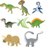 conjunto de coleção de dinossauros dos desenhos animados vetor