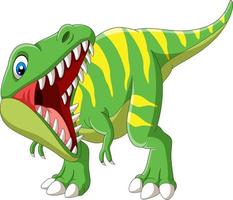 tiranossauro rex dos desenhos animados rugindo no fundo branco vetor