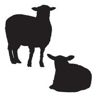 arte de silhueta de ovelhas vetor
