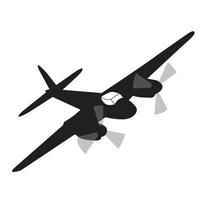avião de guerra vintage com design vetorial de silhueta de hélice vetor