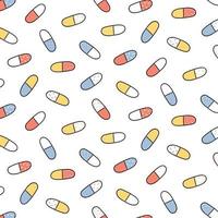 ilustração vetorial desenhada à mão do padrão de medicina de cápsula de pílula em estilo cartoon. vetor