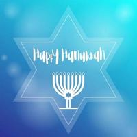 modelo de feliz hanukkah com menorá, velas e estrela vetor