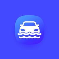ícone de inundação com um carro, vetor