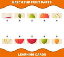 combinar partes de frutas dos desenhos animados. jogo de correspondência. jogo educativo para crianças e bebês da pré-escola vetor