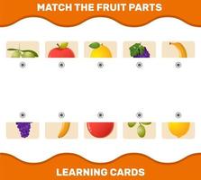 combinar partes de frutas dos desenhos animados. jogo de correspondência. jogo educativo para crianças e bebês da pré-escola vetor