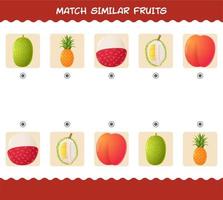 combinar semelhante de frutas dos desenhos animados. jogo de correspondência. jogo educativo para crianças e bebês da pré-escola vetor