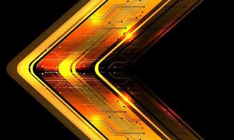 tecnologia de direção de seta cibernética de circuito de ouro abstrato futurista em design preto escuro moderno vetor de fundo criativo