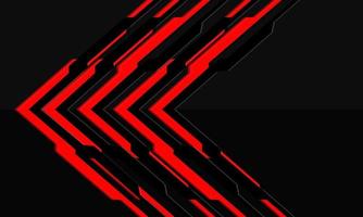 direção de seta de tecnologia de seta futurista de luz vermelha abstrata cibernética em vetor de fundo moderno de design metálico cinza escuro