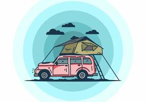 acampar no telhado da ilustração do carro vetor