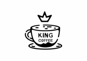 ilustração de arte de linha de café com tatuagem de ilustração de coroa vetor