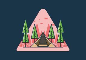 ilustração plana de acampamento de tenda triangular vetor