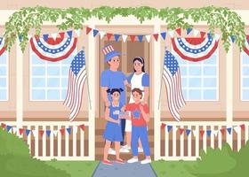 ilustração em vetor de cor plana de celebração do dia da independência de estilo familiar