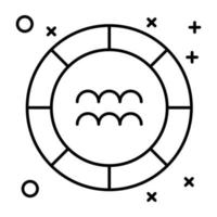 símbolo do zodíaco, design de ícone linear de aquário vetor