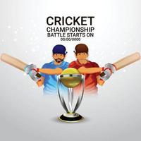 cartão de torneio de campeonato de críquete com ilustração vetorial vetor