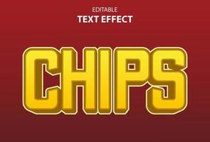 efeito de texto de chips editáveis com fundo vermelho vetor