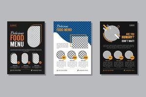 folheto de comida para design de cartão de menu de restaurante, receita culinária para fast food, hambúrguer ou coquetel, modelo de folheto comercial de cartaz de comida vetor