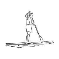 desenho vetorial de paddleboarding vetor