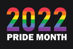 2022 em cores de bandeira lgbtq do arco-íris isoladas. símbolo do logotipo vetorial do mês do orgulho gay lgbtq, mês da história