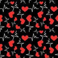 padrão perfeito com ícone de coração com símbolo de batimentos cardíacos