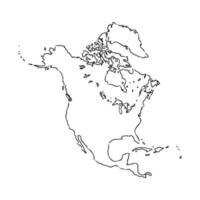 esboço de vetor de mapa da américa do norte