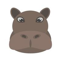 ícone de cor plana de rosto de hipopótamo vetor