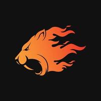 design de vetor de ilustração de logotipo de tigre de fogo