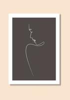 cartaz de arte de parede de rosto e corpo de mulher abstrata estilo de arte de uma linha vetor
