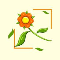 ilustração de flores com estilo de design plano. ícone de girassol. amarelo, laranja e verde. elegante e fresco. adequado para design de logotipo, ícone, símbolo, sinal, decoração e t-shirt vetor