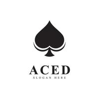 Design do ícone do logotipo ace para negócios de cassino de jogos de cartas vetor