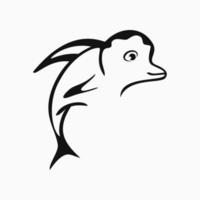 ícone de linha de peixe. conceito de logotipo simples. golfinho. adequado para logotipo, ícones e símbolo. como logotipo de restaurante de frutos do mar, empresas de pesca vetor