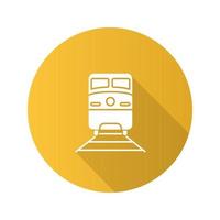trem ícone de glifo de longa sombra design plano. veículo de transporte ferroviário. ilustração em vetor silhueta