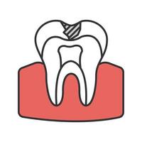 ícone de cor de cárie. dentes saudáveis. ilustração vetorial isolada vetor