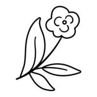 flor de vetor preto e branco isolada no fundo branco. elemento decorativo de linha floral. lindo clipart de contorno de primavera ou verão ou página para colorir isolada no fundo branco