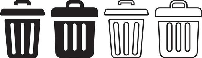 reciclar o conjunto de ícones. sinal de lata de lixo vetor
