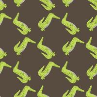 padrão sem emenda de crocodilo bonito. fundo com jacaré engraçado no estilo doodle para tecido. vetor