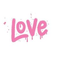 palavra de amor de grafite urbano pulverizado em rosa sobre branco. inscrição letras vândalo arte de rua livre estilo selvagem. palavra grafite pulverizada em rosa sobre branco. ilustração vetorial texturizada isolada. vetor