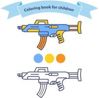 livro de colorir rifle automático para crianças. metralhadora de brinquedo infantil um toy.isolated em uma ilustração plana background.vector branco. vetor