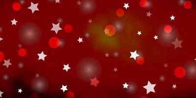 textura vector vermelho, amarelo escuro com círculos, estrelas.