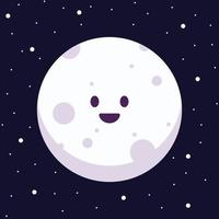 ilustração em vetor de desenho animado de lua fofa com fundo de espaço