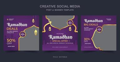 design de postagem de mídia social de venda do ramadã. um bom modelo para publicidade nas mídias sociais. perfeito para postagens de venda de mídia social e anúncios de internet de banner da web. vetor