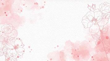 fundo de respingo de aquarela rosa com arte de linha rosa vetor