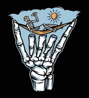 ilustração de sinal de mão de esqueleto e frio vetor