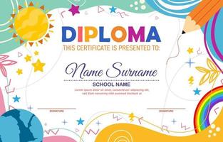 certificado de diploma de jardim de infância vetor